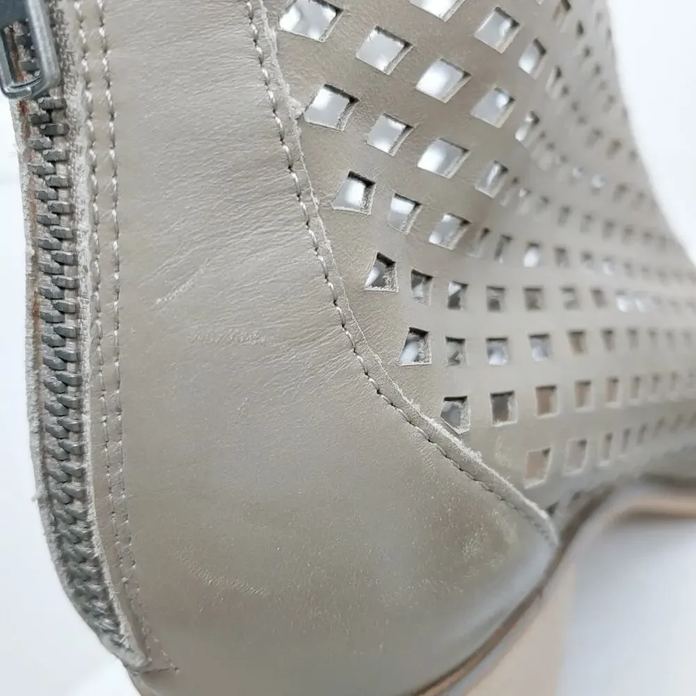 Kelsi Dagger Leather Taupe Gray Kyoto Shooties Sz 8